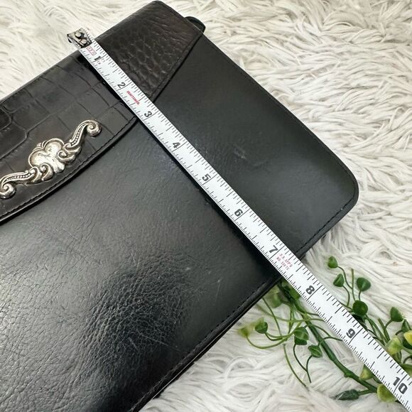 Brighton Black Leather Binder with Croc Emboss and Silver Decorative Clasp - Picture 9 of 13